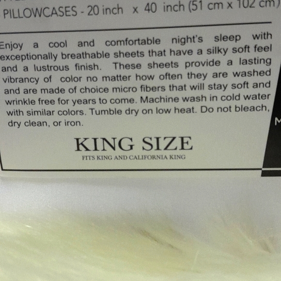 Bamboo Essence King Size White 6 Piece Sheet Set - Picture 5 of 10